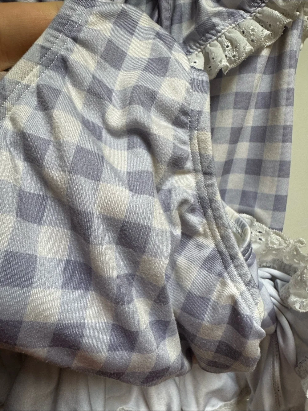 Wildling WDW 3T Gingham Check Swim Purple White Eyelet lace Ruffle & Tie Girls 3 - Picture 7 of 13